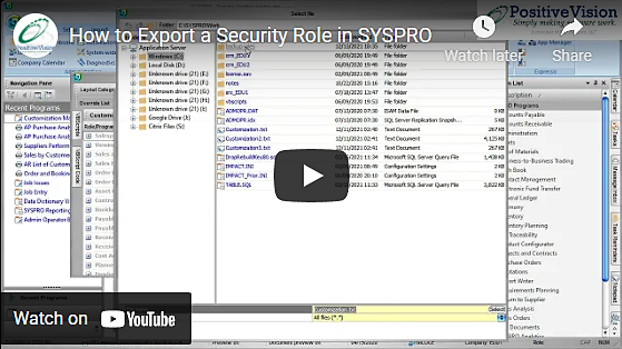 How to Export a Security Role in SYSPRO-1